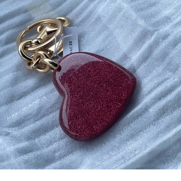 NWT Coach Signature Bag Charm Keyring pink & gold - Picture 2 of 4